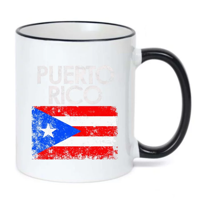 Puerto Rico Flag Pride Souvenir Retro Island Gift Black Color Changing Mug