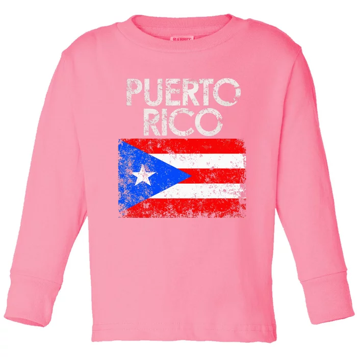 Puerto Rico Flag Pride Souvenir Retro Island Gift Toddler Long Sleeve Shirt