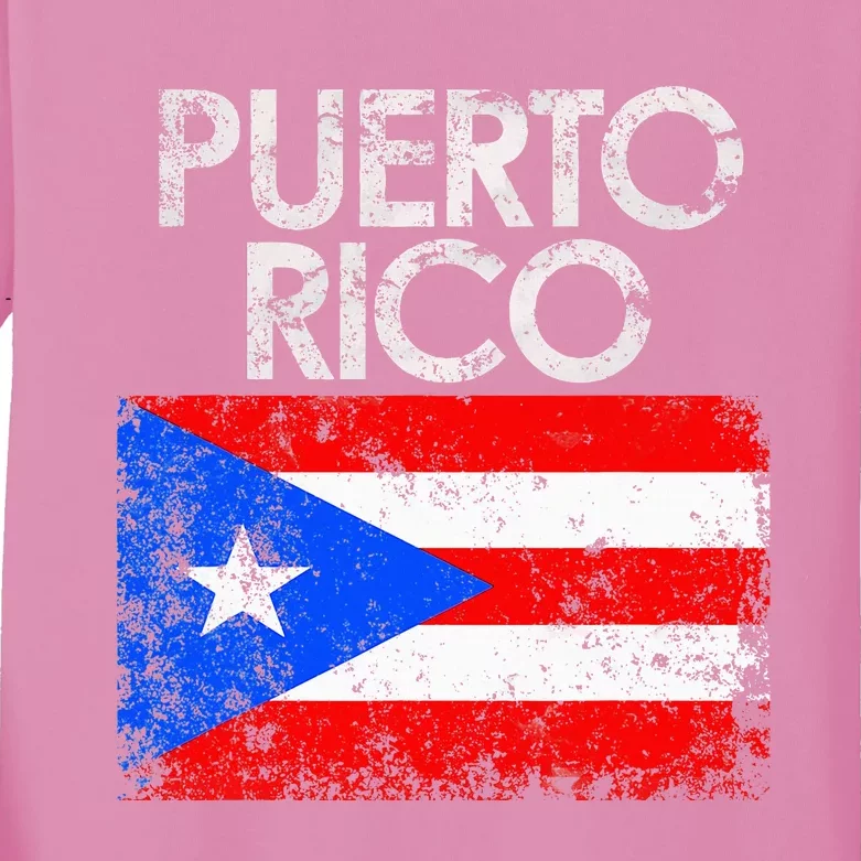 Puerto Rico Flag Pride Souvenir Retro Island Gift Kids Long Sleeve Shirt