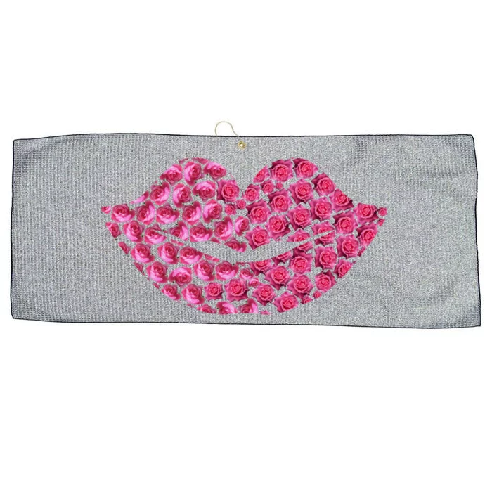 Pink Rose Flowers Lips Roses Lovers Floral Valentine's Day Funny Gift Large Microfiber Waffle Golf Towel