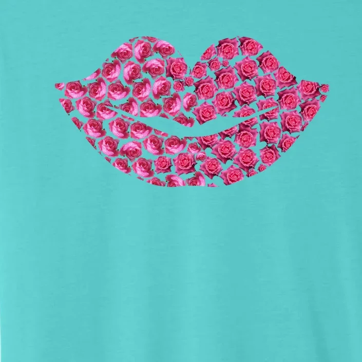 Pink Rose Flowers Lips Roses Lovers Floral Valentine's Day Funny Gift ChromaSoft Performance T-Shirt