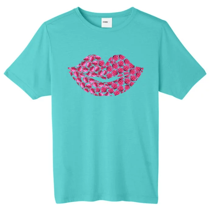 Pink Rose Flowers Lips Roses Lovers Floral Valentine's Day Funny Gift ChromaSoft Performance T-Shirt