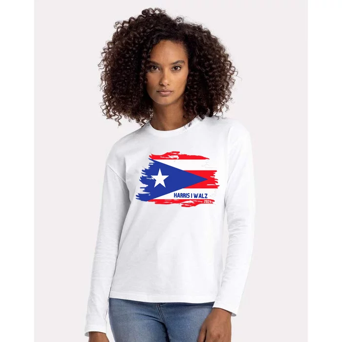 Puerto Ricans For Kamala Harris 2024 Womens Cotton Relaxed Long Sleeve T-Shirt