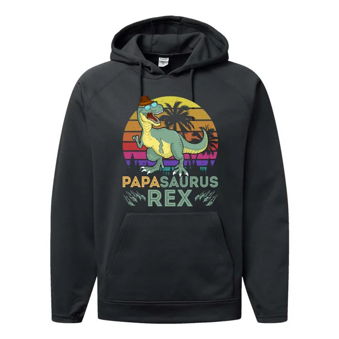 Papasaurus Rex Funny Dad T Performance Fleece Hoodie