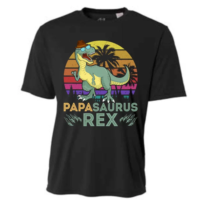 Papasaurus Rex Funny Dad T Cooling Performance Crew T-Shirt