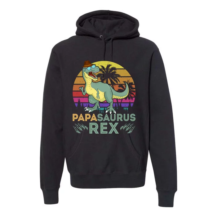 Papasaurus Rex Funny Dad T Premium Hoodie