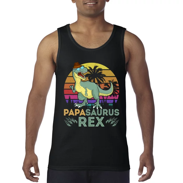 Papasaurus Rex Funny Dad T Tank Top