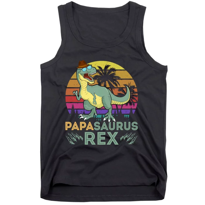 Papasaurus Rex Funny Dad T Tank Top