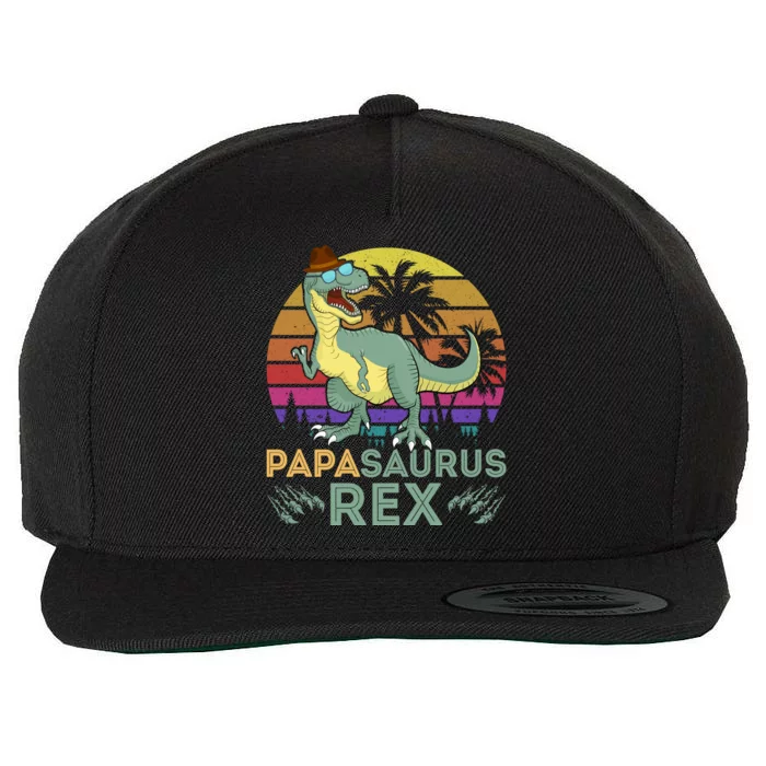 Papasaurus Rex Funny Dad T Wool Snapback Cap