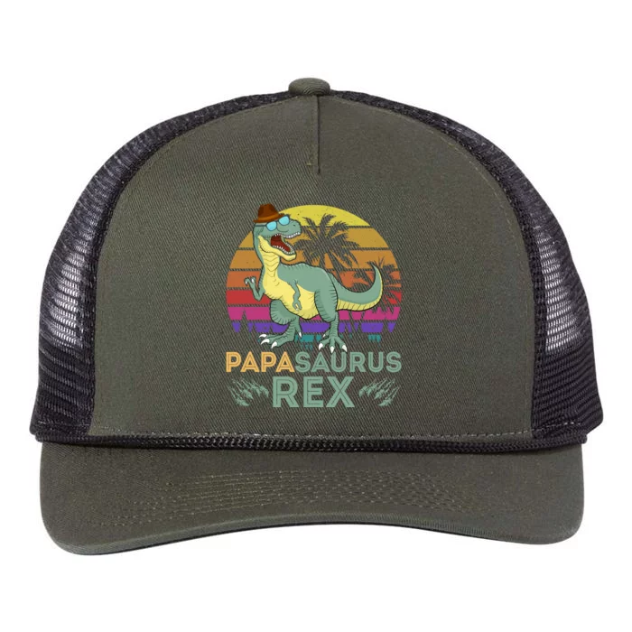 Papasaurus Rex Funny Dad T Retro Rope Trucker Hat Cap