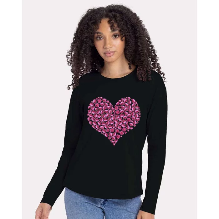 Pink Rose Flower Heargreat Gift Roses Lovers Valentines Day Cute Gift Womens Cotton Relaxed Long Sleeve T-Shirt