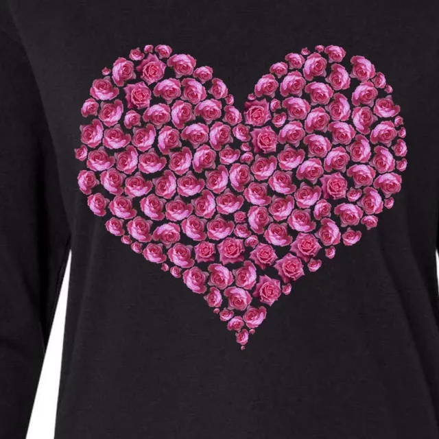 Pink Rose Flower Heargreat Gift Roses Lovers Valentines Day Cute Gift Womens Cotton Relaxed Long Sleeve T-Shirt