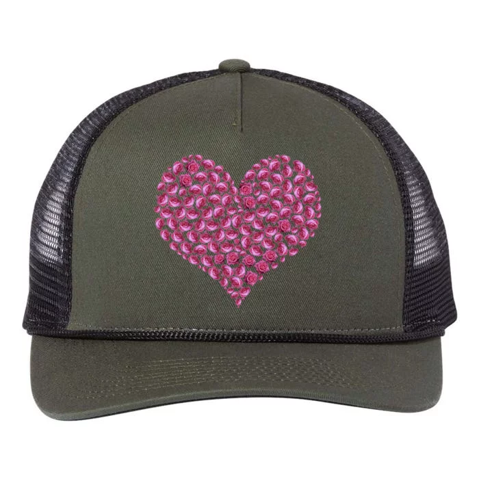 Pink Rose Flower Heargreat Gift Roses Lovers Valentines Day Cute Gift Retro Rope Trucker Hat Cap