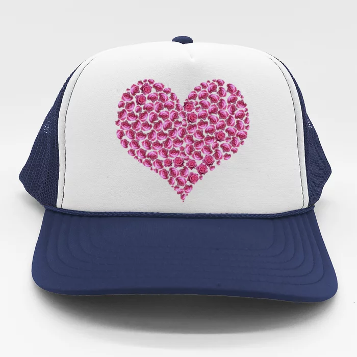 Pink Rose Flower Heargreat Gift Roses Lovers Valentines Day Cute Gift Trucker Hat