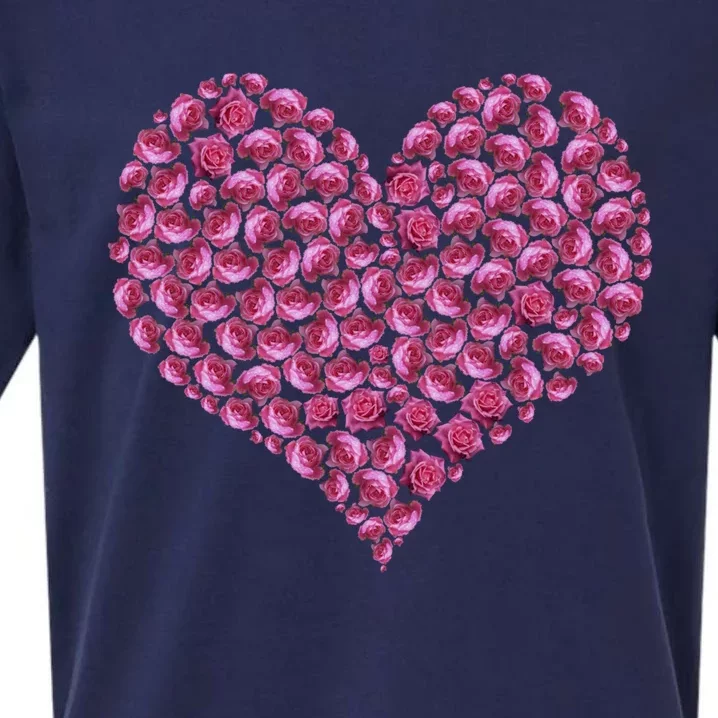 Pink Rose Flower Heargreat Gift Roses Lovers Valentines Day Cute Gift Sueded Cloud Jersey T-Shirt