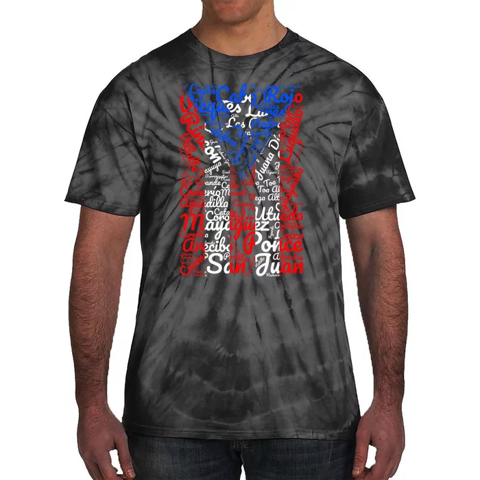 Puerto Rican Flag Towns And Cities Of Puerto Rico Tie-Dye T-Shirt