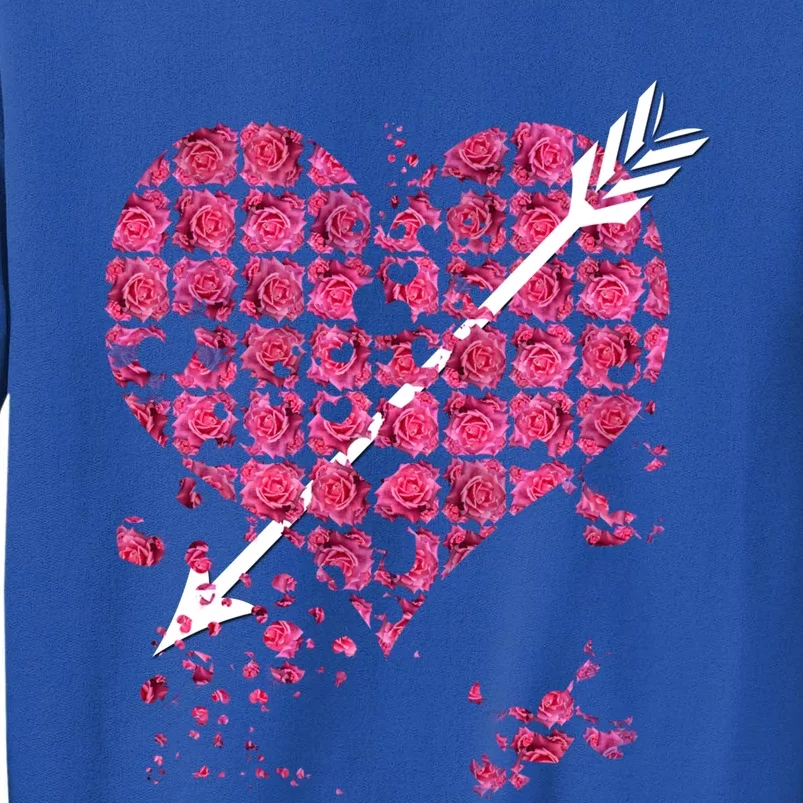 Pink Rose Flower Heart And Arrow Gift Roses Lovers Valentines Day Gift Tall Sweatshirt