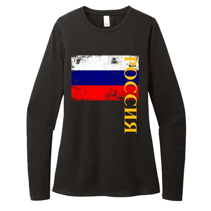 Poccnr Russia Flag Womens CVC Long Sleeve Shirt