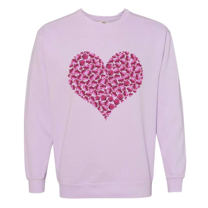 Pink Rose Flower Heargift Roses Lovers Valentines Day Cute Gift Garment-Dyed Sweatshirt