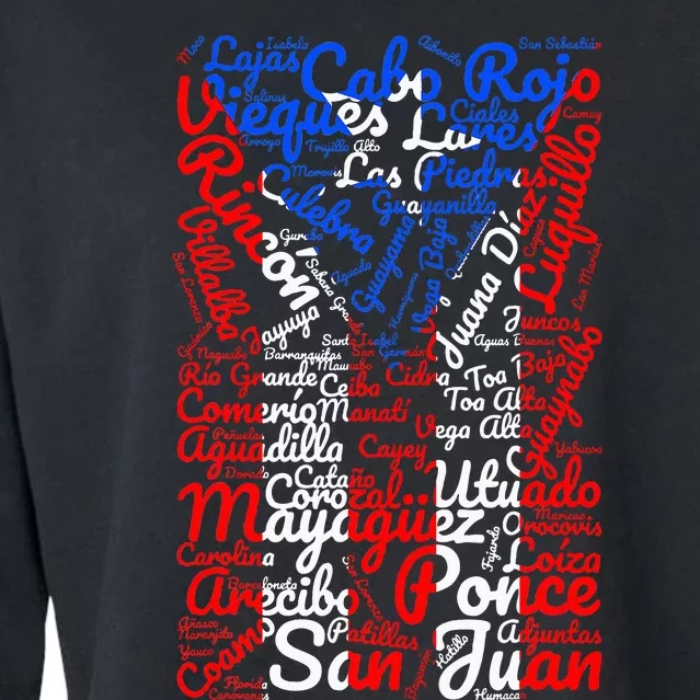 Puerto Rican Flag Towns And Cities Of Puerto Rico Cropped Pullover Crew