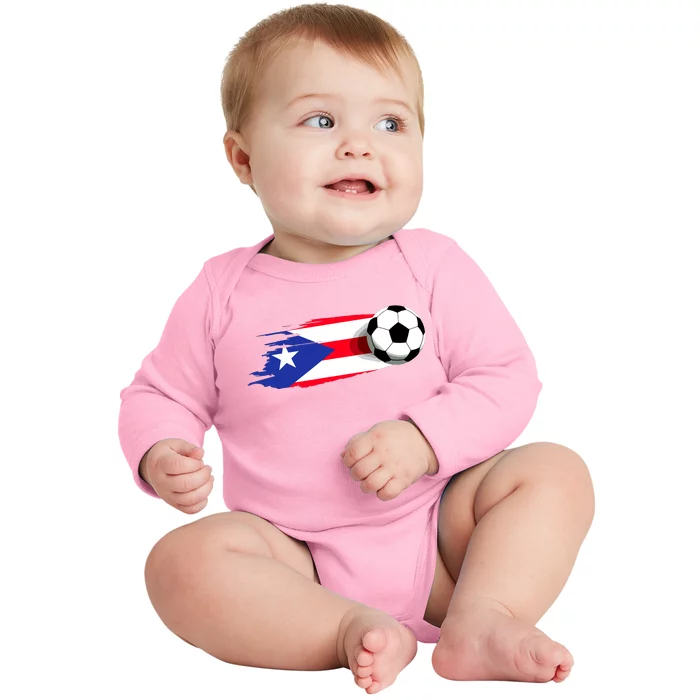 Puerto Rico Flag Jersey Puerto Rico Soccer Team Puerto Rico Baby Long Sleeve Bodysuit