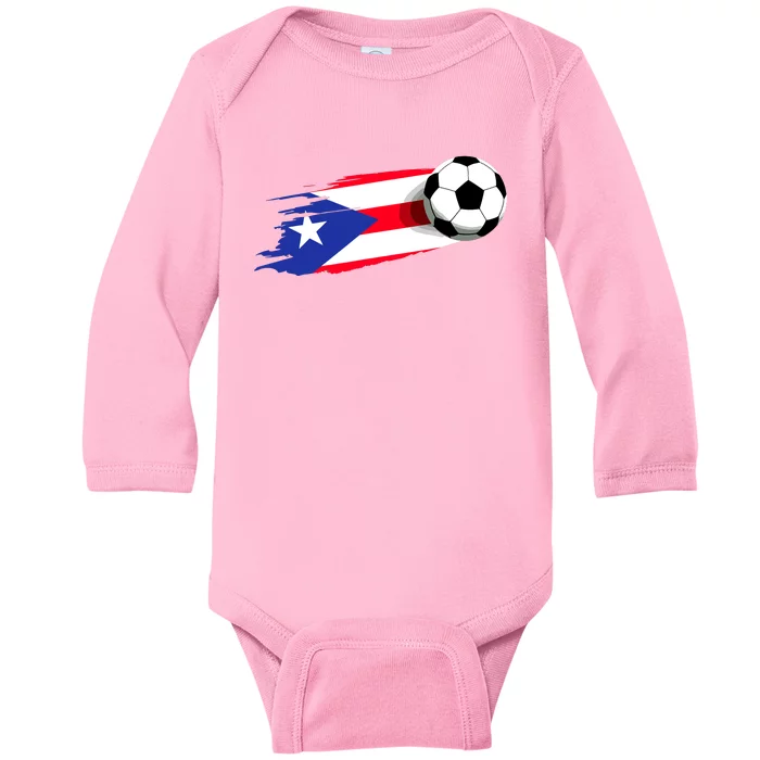 Puerto Rico Flag Jersey Puerto Rico Soccer Team Puerto Rico Baby Long Sleeve Bodysuit