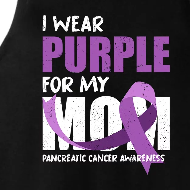 Purple Ribbon Fighter Mom Funny Pancreatic Cancer Awareness Ladies Tri-Blend Wicking Tank