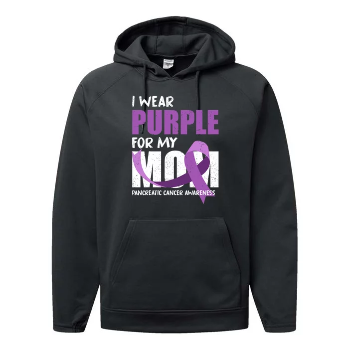 Purple Ribbon Fighter Mom Funny Pancreatic Cancer Awareness Performance Fleece Hoodie