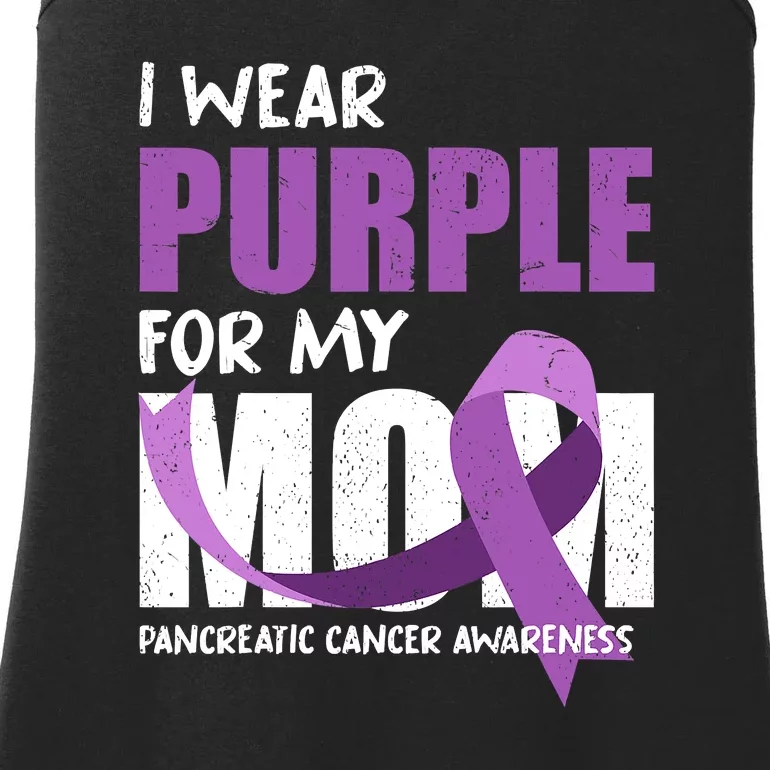 Purple Ribbon Fighter Mom Funny Pancreatic Cancer Awareness Ladies Essential Tank