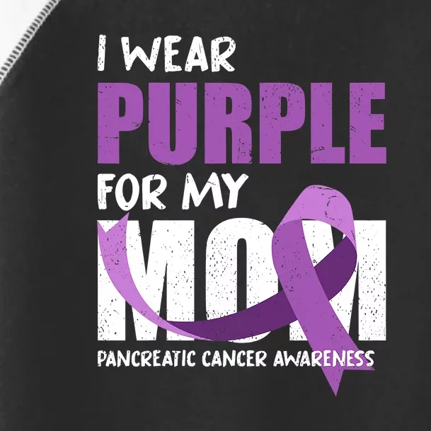 Purple Ribbon Fighter Mom Funny Pancreatic Cancer Awareness Toddler Fine Jersey T-Shirt