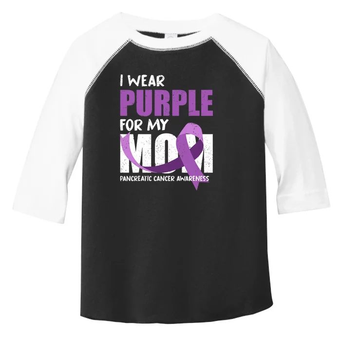 Purple Ribbon Fighter Mom Funny Pancreatic Cancer Awareness Toddler Fine Jersey T-Shirt