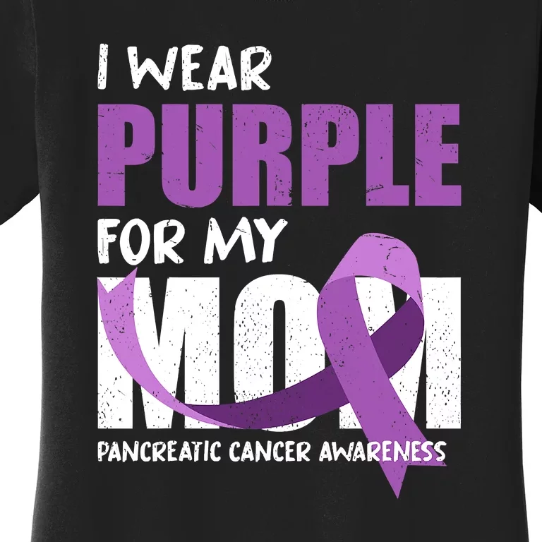 Purple Ribbon Fighter Mom Funny Pancreatic Cancer Awareness Women's T-Shirt