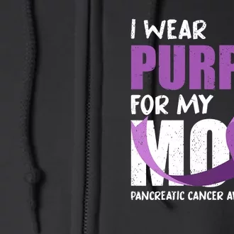 Purple Ribbon Fighter Mom Funny Pancreatic Cancer Awareness Full Zip Hoodie