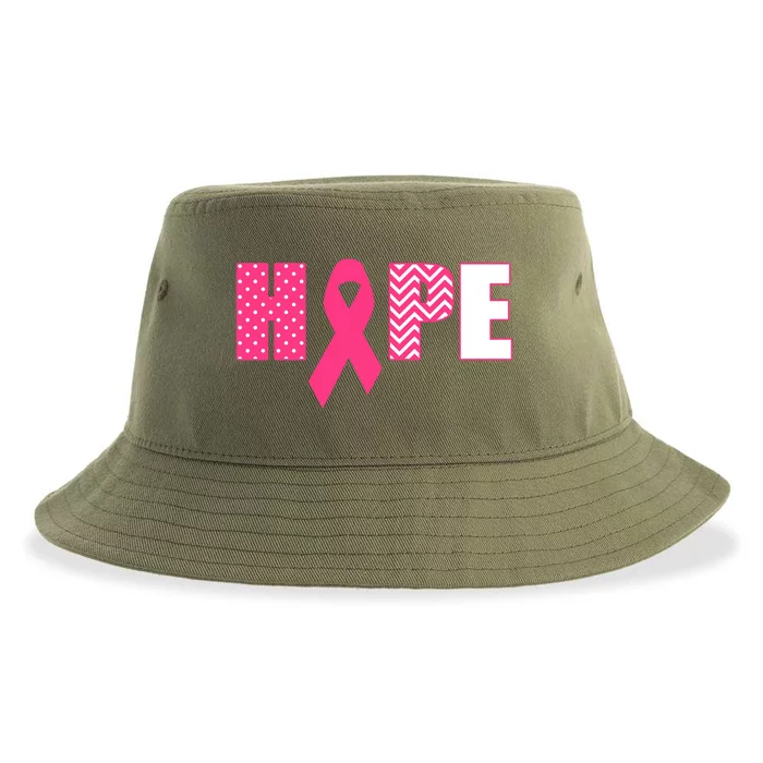 Pink Ribbon Gift With Saying Hope Teen Sustainable Bucket Hat