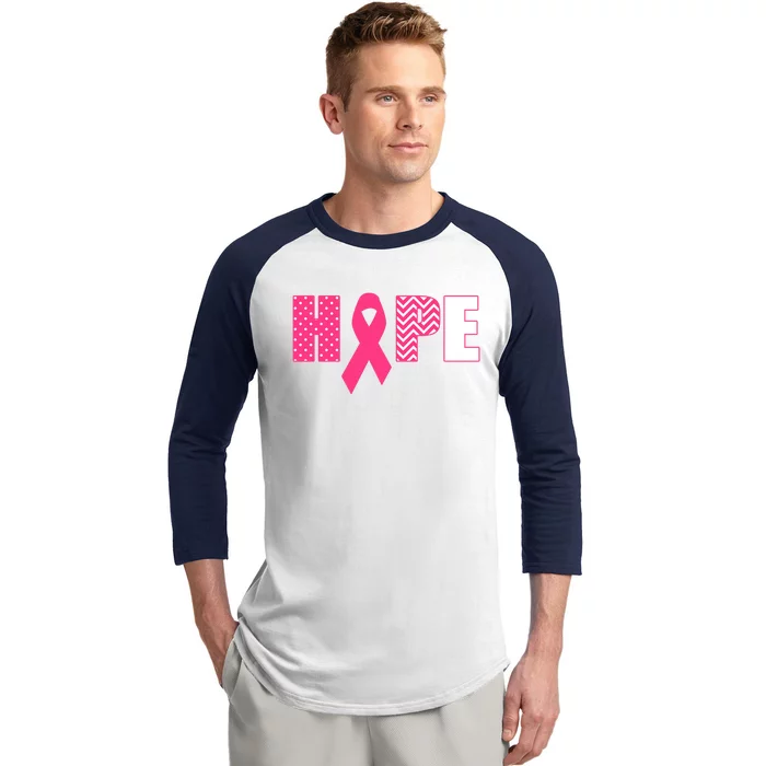 Pink Ribbon Gift With Saying Hope Teen Baseball Sleeve Shirt