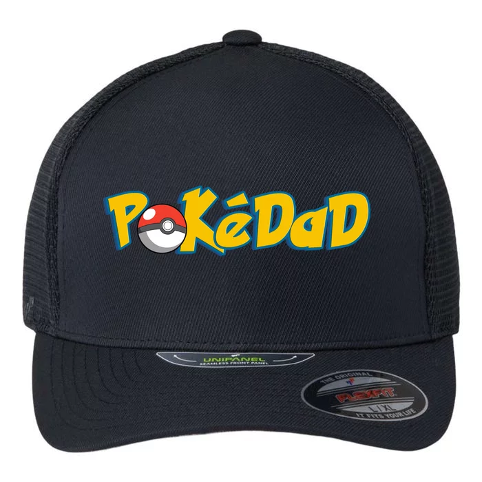 Pokedad Retro Gift For Dad Flexfit Unipanel Trucker Cap