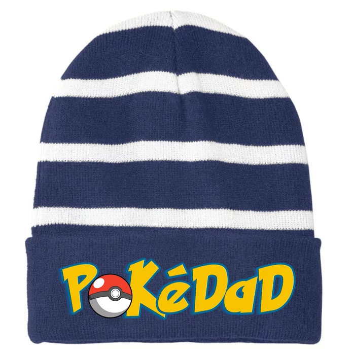 Pokedad Retro Gift For Dad Striped Beanie with Solid Band