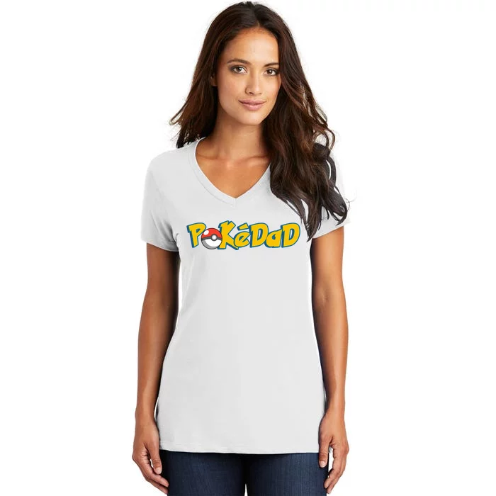 Pokedad Retro Gift For Dad Women's V-Neck T-Shirt