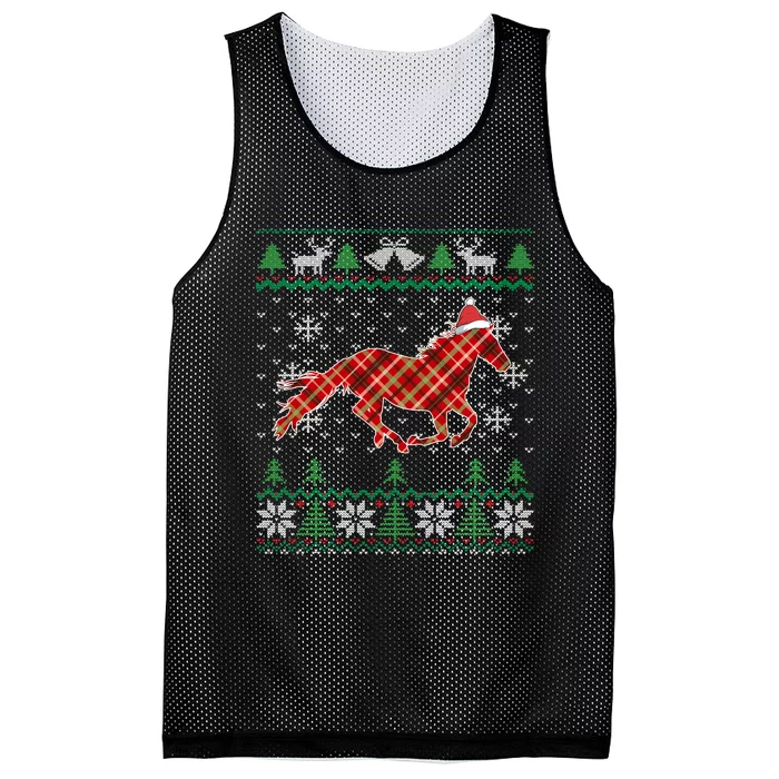 Plaid Race Horse Santa Hat For Christmas Mesh Reversible Basketball Jersey Tank