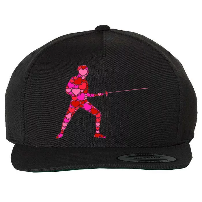 Pink Red Heart Valentines Day Gift Funny Gift Fencing Gift Wool Snapback Cap