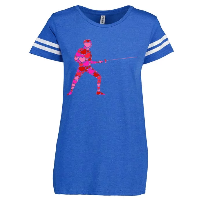 Pink Red Heart Valentines Day Gift Funny Gift Fencing Gift Enza Ladies Jersey Football T-Shirt