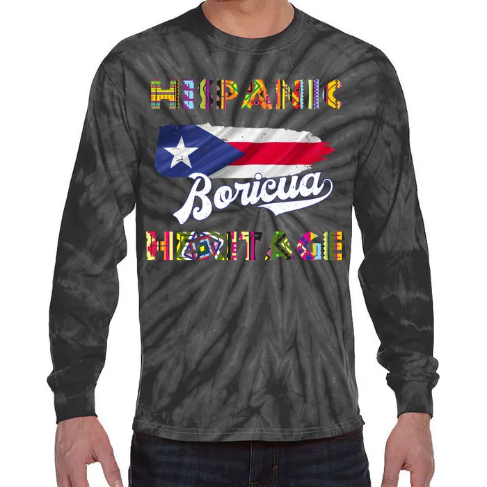 Puerto Rico Hispanic Heritage Month Boricua Tie-Dye Long Sleeve Shirt