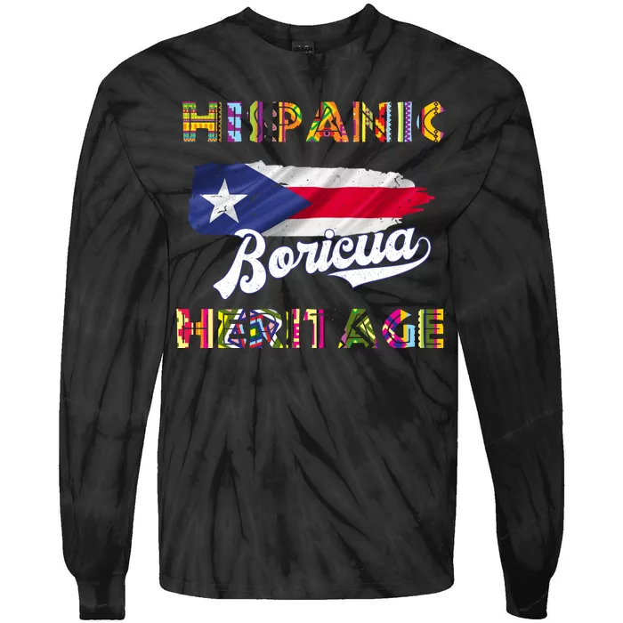 Puerto Rico Hispanic Heritage Month Boricua Tie-Dye Long Sleeve Shirt