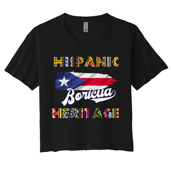 Puerto Rico Hispanic Heritage Month Boricua Women's Crop Top Tee