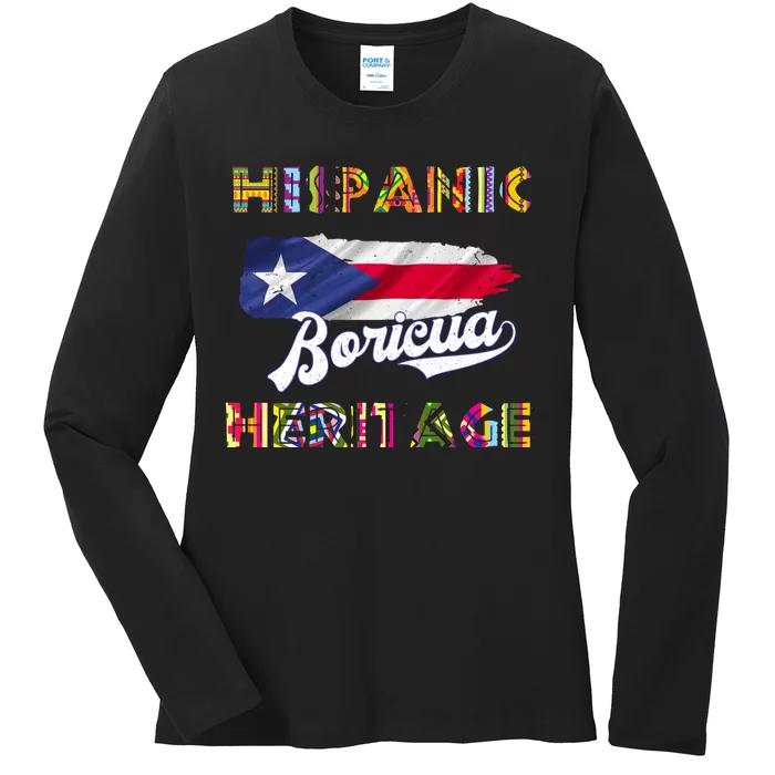 Puerto Rico Hispanic Heritage Month Boricua Ladies Long Sleeve Shirt