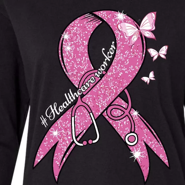 Pink Ribbon Healthcare Worker Stethoscope Breast Cancer Womens Cotton Relaxed Long Sleeve T-Shirt