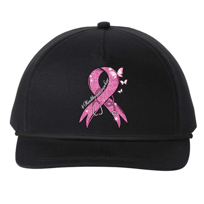 Pink Ribbon Healthcare Worker Stethoscope Breast Cancer Snapback Five-Panel Rope Hat