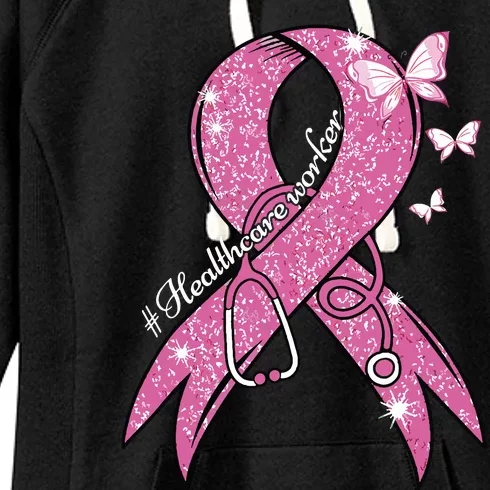 Pink Ribbon Healthcare Worker Stethoscope Breast Cancer Women's Fleece Hoodie