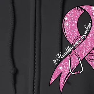 Pink Ribbon Healthcare Worker Stethoscope Breast Cancer Full Zip Hoodie