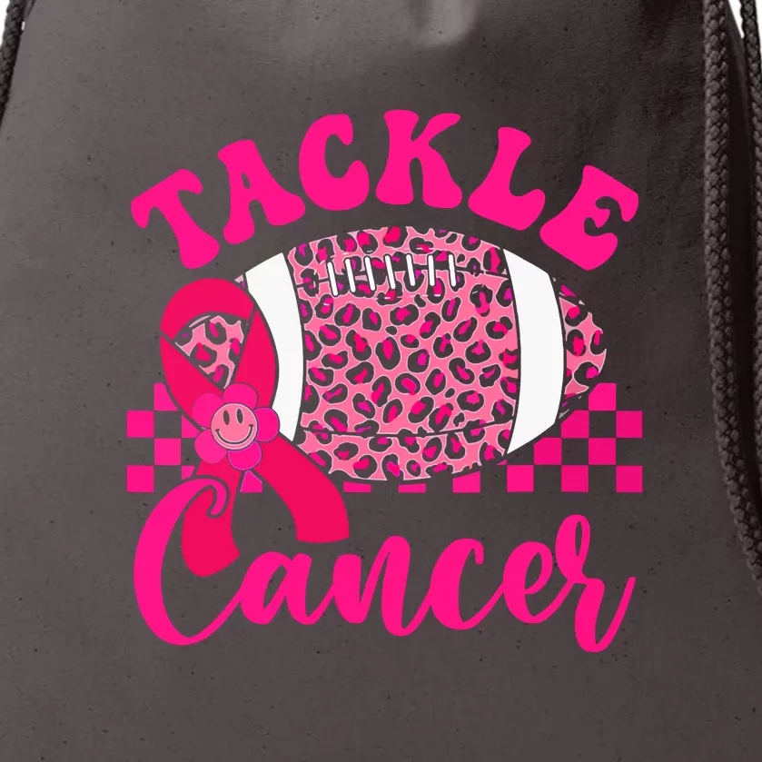 Pink Ribbon Hippie Tackle Football Breast Cancer Awareness Gift Drawstring Bag